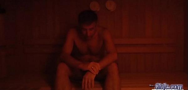  OLD YOUNG PORN Teen Fucked in the sauna room gives a blowjob sucks old cock